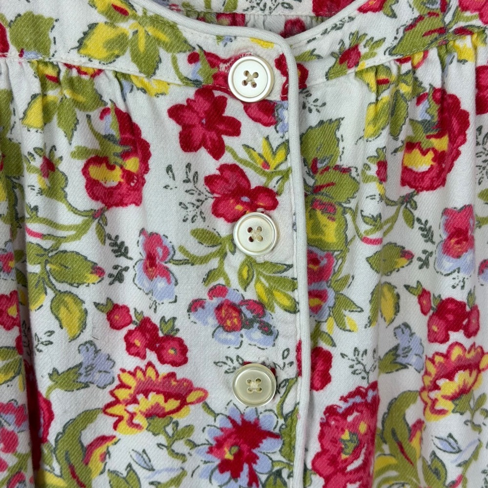 Lands End Floral Flannel Nightgown XL 18-20 Cotton Long Sleeve Cottagecore - Picture 11 of 14